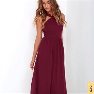 Lulus 
Air of Romance Burgundy Maxi Dress
